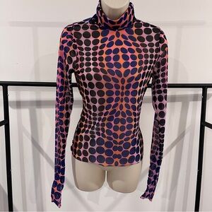 AFRM Funky Sheer Stretch Lightweight Artsy Polka Dot Women's Long Sleeve Top